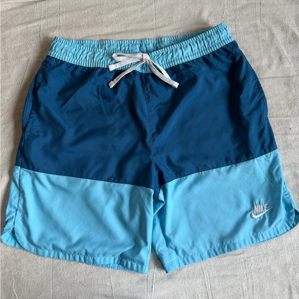 Nike Swim Trunks Mens S Blue Colorblock Board Shorts Recycled Mesh Lining